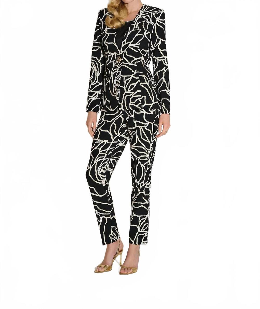 NEW JOSEPH RIBKOFF foiled floral blazer jacket in black/vanilla